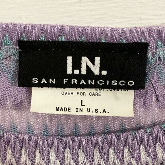 I.N. San Francisco Women's L Purple Striped Stretch Tank Top Y2K Preppy - Picture 6 of 12